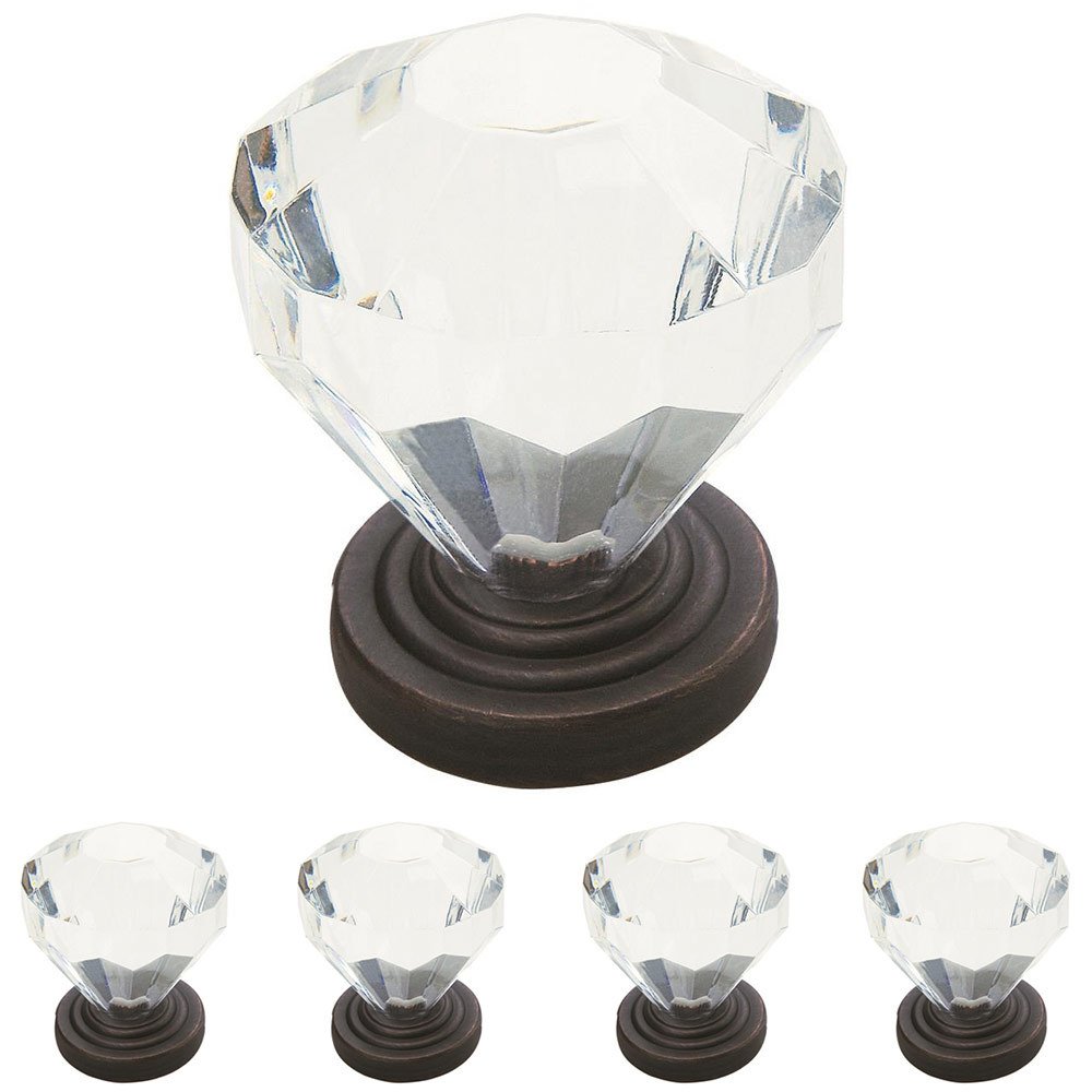 5 Pack of 1 1/4" Clear Acrylic Knob in Oil Rubbed Bronze