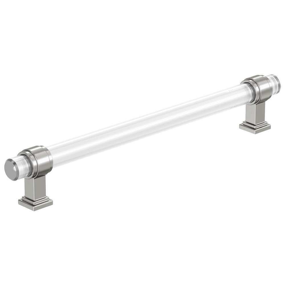 8" Centers Glacio Cabinet Pull In Clear/Polished Chrome