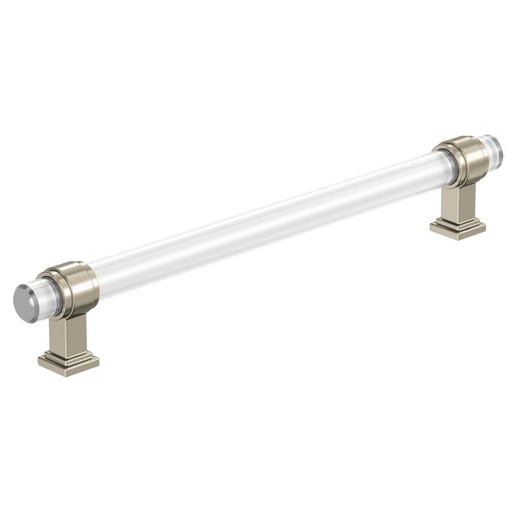 8" Centers Glacio Cabinet Pull In Clear/Polished Nickel