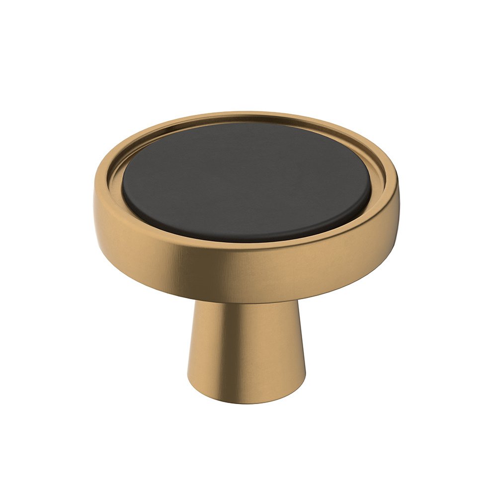1 3/8" (35mm) Diameter Knob in Flat Black And Champagne Bronze