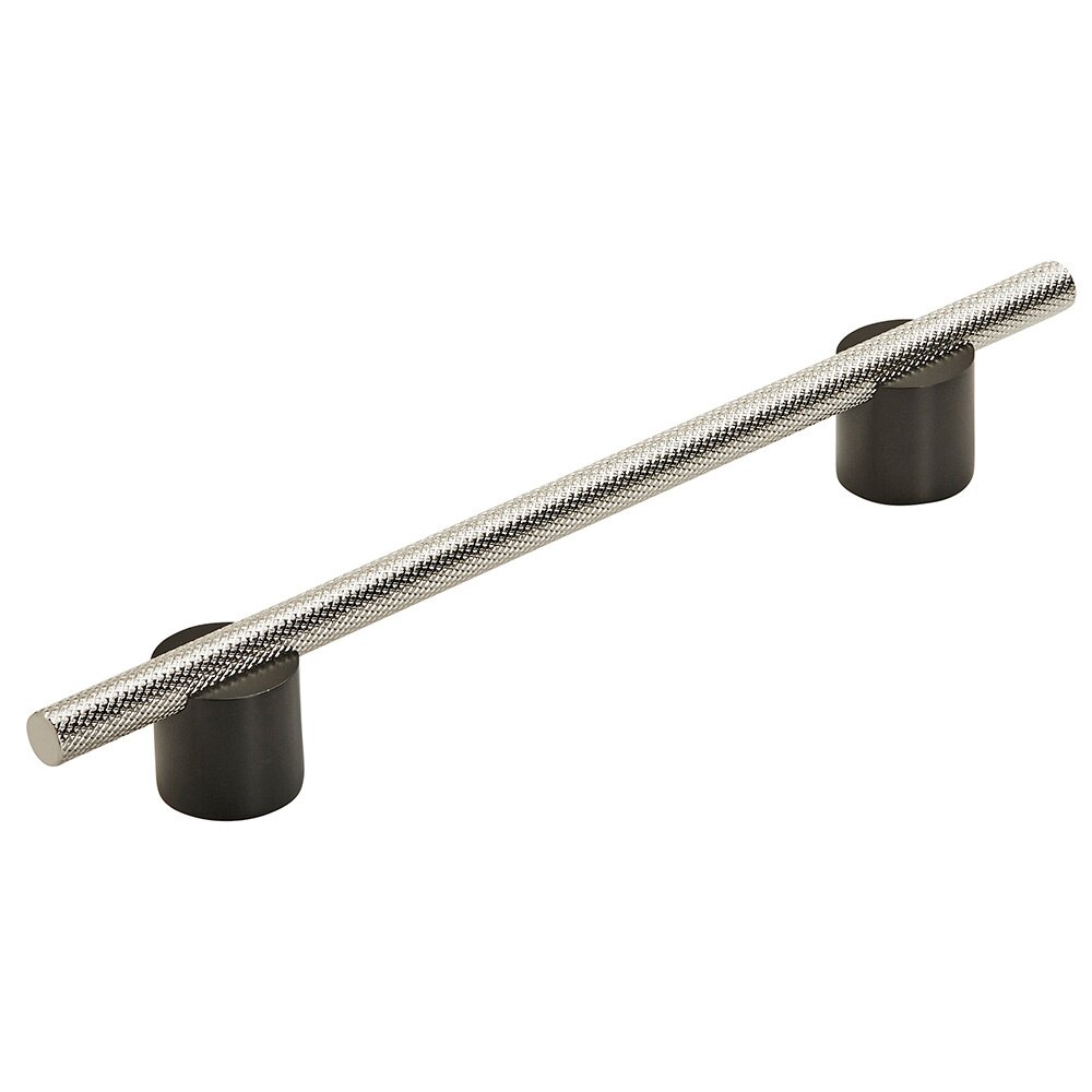 6 1/4" (160mm) Centers Pull in Flat Black And Polished Nickel