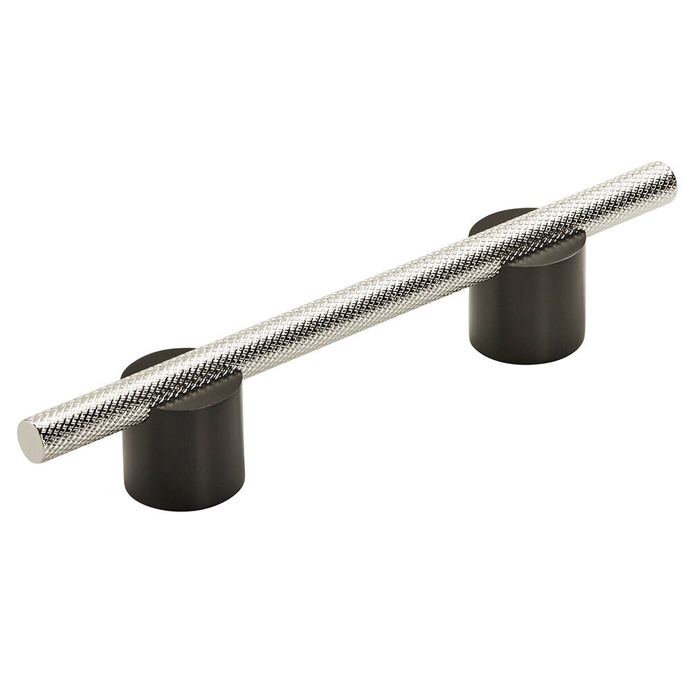 3 3/4" (96mm) Centers Pull in Flat Black And Polished Nickel