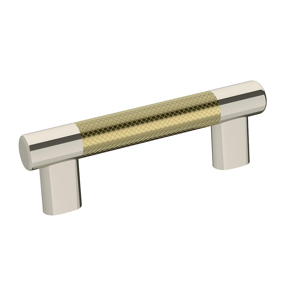 3" & 3-3/4" (76mm & 96 mm) Centers Dual Mount Pull in Polished Nickel And Golden Champagne