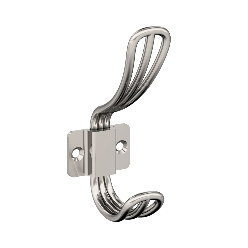 Vinland Double Prong Wall Hook in Polished Nickel