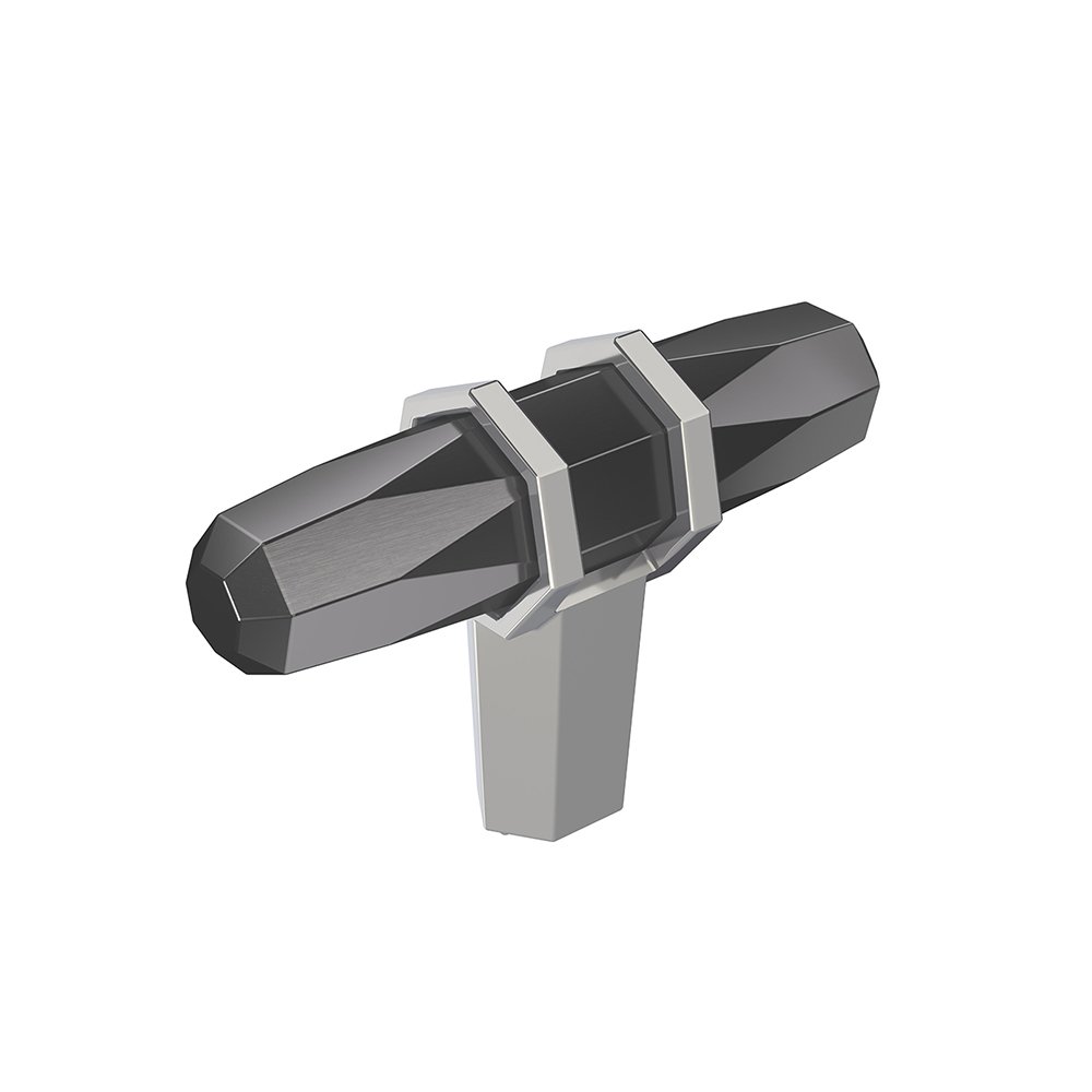 2-1/2" (64 mm) Long Knob in Black Chrome And Polished Chrome