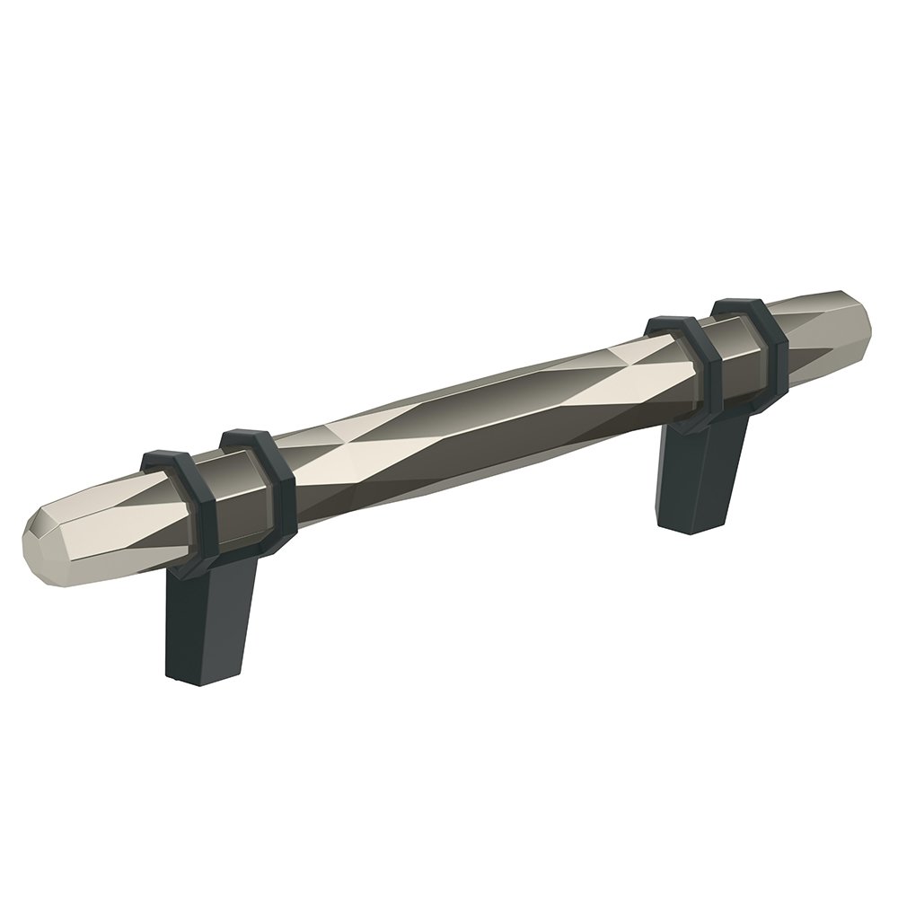 3-3/4" (96 mm) Centers Pull in Polished Nickel And Black Bronze 