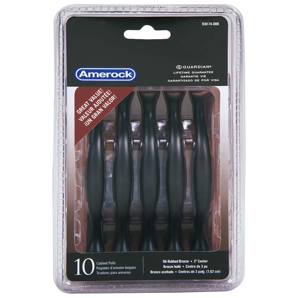 10 PACK of 3" Centers Brass & Sterling Traditions Handle in Oil Rubbed Bronze