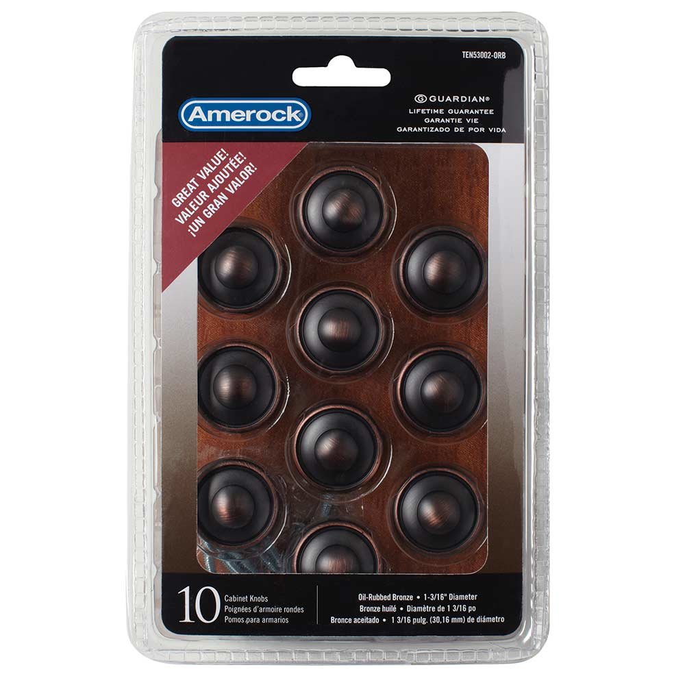 10 PACK of 1 3/16" Diameter Button Knob in Oil Rubbed Bronze