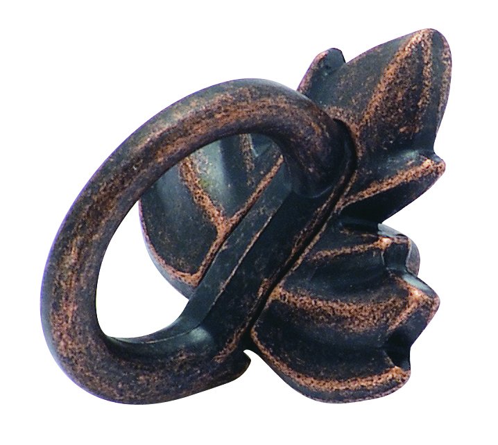 Rustic Bronze Leaf Ring Knob 1 1/2" (38mm)