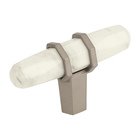 2 1/2" Long Cabinet Knob in Marble White/Satin Nickel