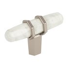 2 1/2" Long Cabinet Knob in Marble White/Polished Nickel