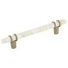 5" Centers Cabinet Handle in Marble White/Golden Champagne