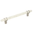 6 1/4" Centers Cabinet Handle in Marble White/Polished Nickel Cabinet Pull