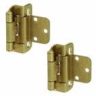 Self Closing Partial Wrap 3/8" Inset Hinge (Pair) in Burnished Brass