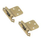 Self-Closing Face Mount, Variable Overlay Reverse Bevel Hinge (Pair) in Burnished Brass