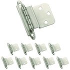 10 Pack of Non Self Closing Face Mount 3/8" Inset Hinge in Satin Nickel