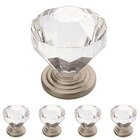 5 Pack of 1 1/4" Clear Acrylic Knob in Satin Nickel