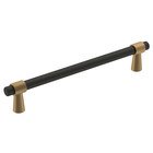 6 1/4" (160mm) Centers Pull in Flat Black And Champagne Bronze
