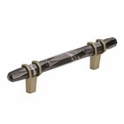 3-3/4" (96 mm) Centers Pull in Marble Black And Golden Champagne